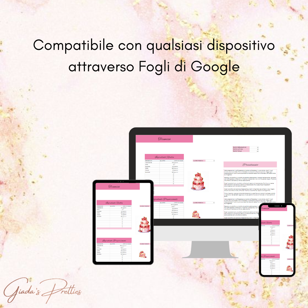 TABELLA RICETTARIO - File ricette con proporzioni automatiche