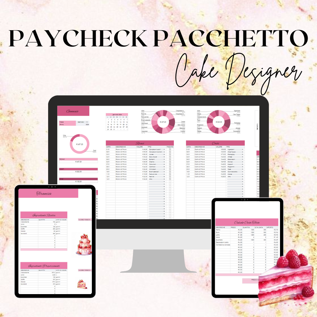 PAYCHECK PACCHETTO Cake Designer - Paycheck, Ricettario, Tabella Preventivi