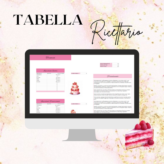 TABELLA RICETTARIO - File ricette con proporzioni automatiche